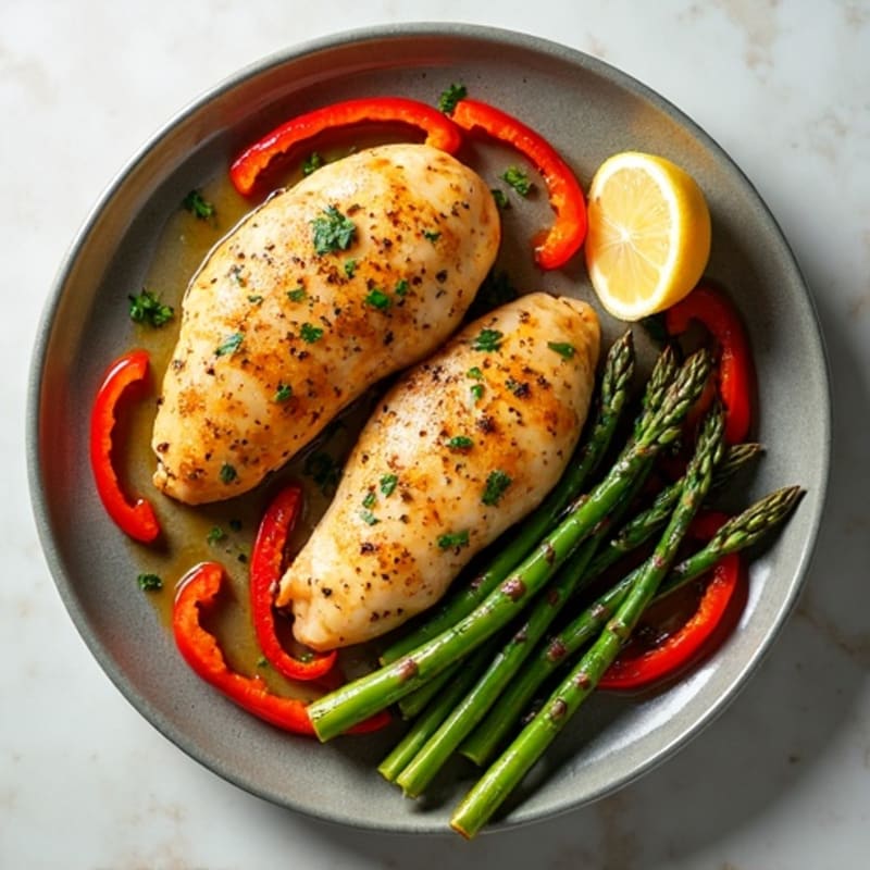 Sheet Pan Lemon-Herb Chicken with Roasted Asparagus and Bell Peppers