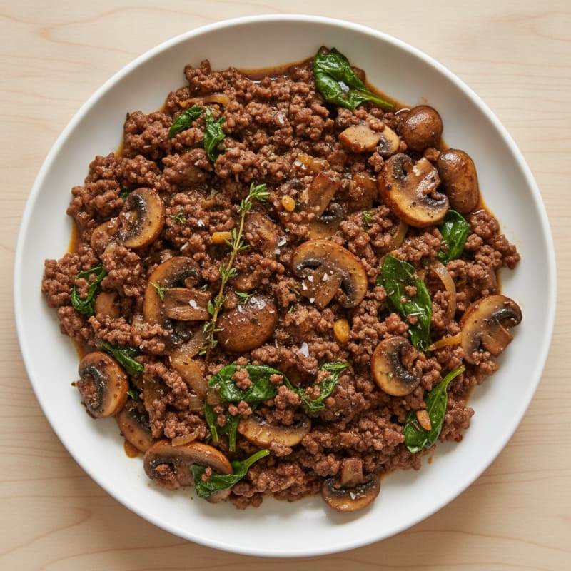 Savory Ground Beef and Mushroom Skillet