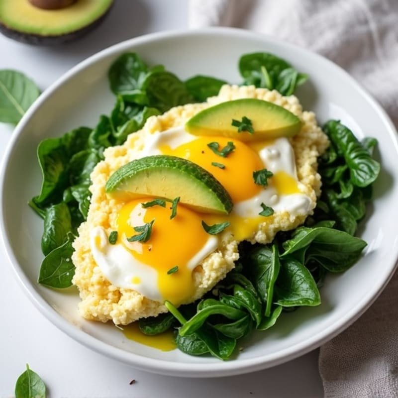 Egg White Scramble with Cottage Cheese and Spinach