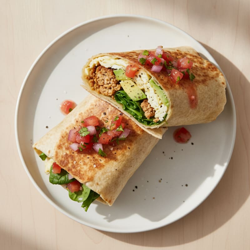 Loaded Breakfast Burrito with Salsa Fresca