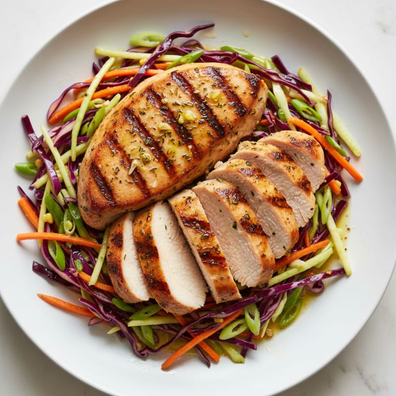 Grilled Turkey Breast with Crunchy Cabbage Slaw