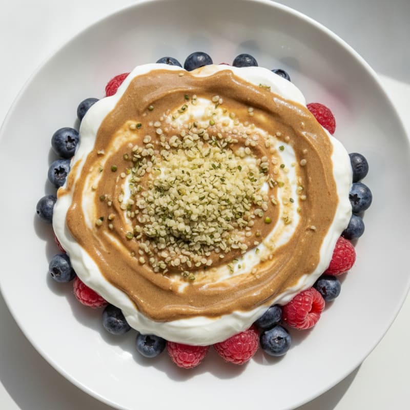 Greek Yogurt Protein Parfait with Almond Butter and Berries