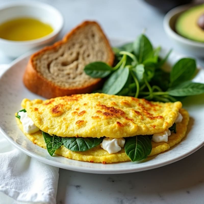 Egg White Spinach Omelette with Cottage Cheese