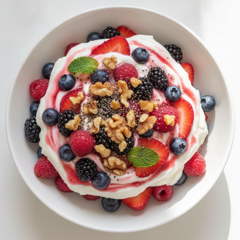 Greek Yogurt Protein Parfait with Mixed Berries
