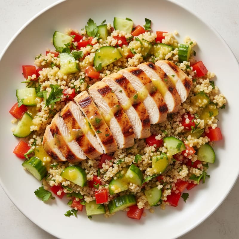 Grilled Chicken and Quinoa Salad with Crunchy Vegetables