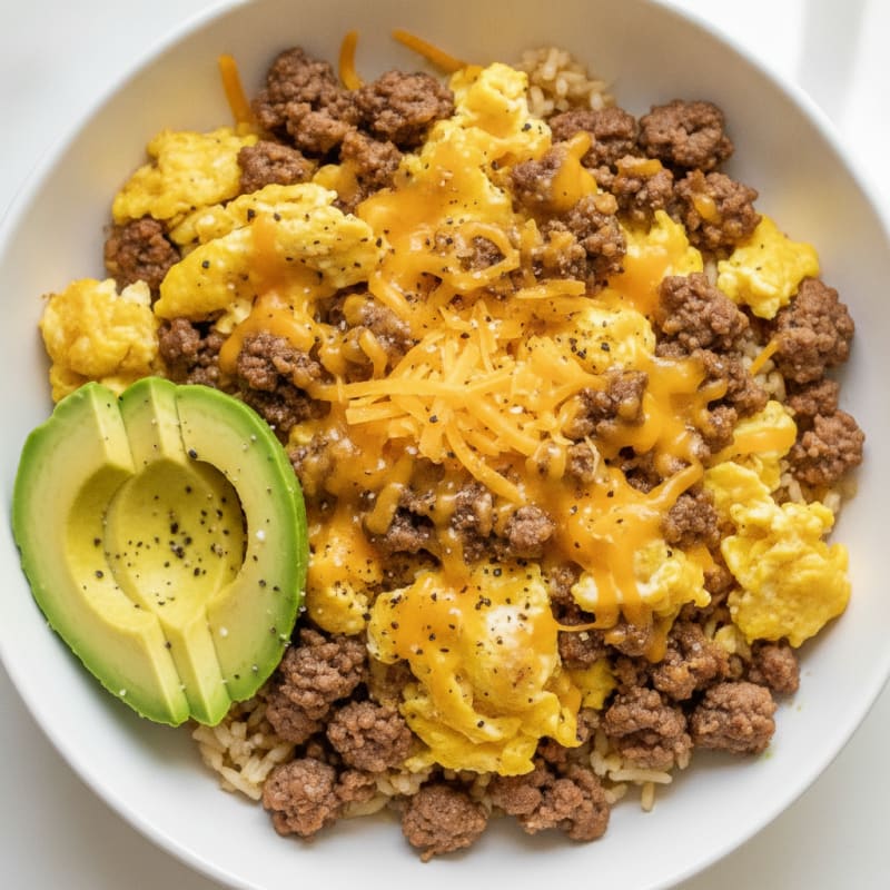 Cheesy Beef Breakfast-for-Dinner Bowl