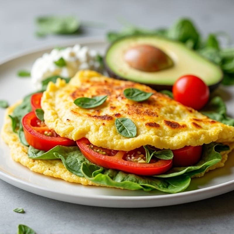 Egg White Veggie Omelette with Cottage Cheese and Spinach