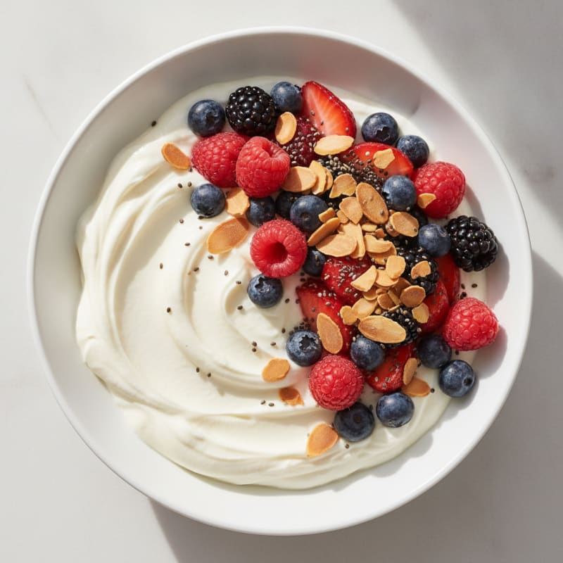 Creamy Vanilla Protein Yogurt Bowl with Mixed Berries