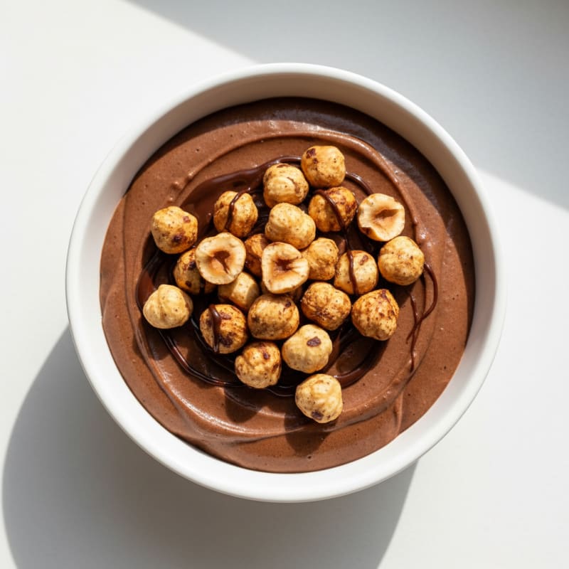 Silky Chocolate Protein Pudding with Toasted Hazelnuts