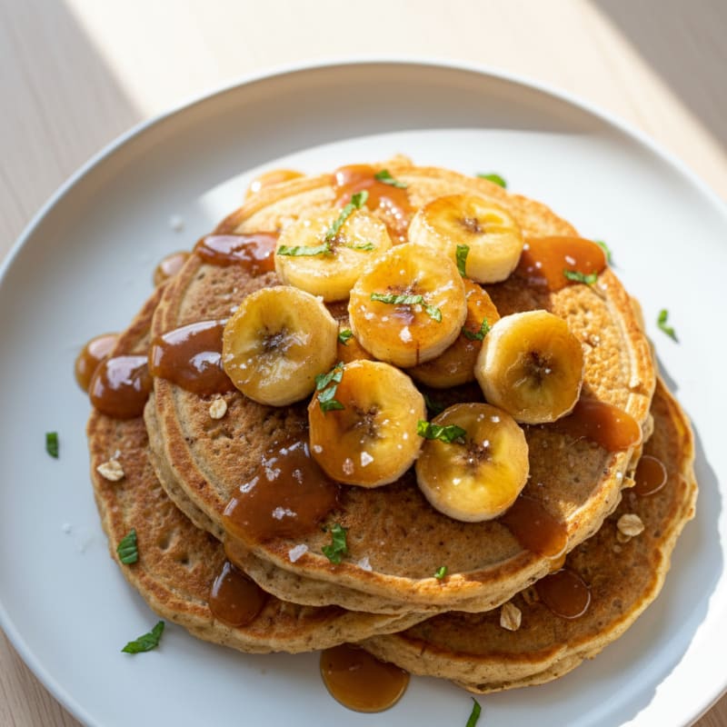 Golden Caramelized Banana Pancakes