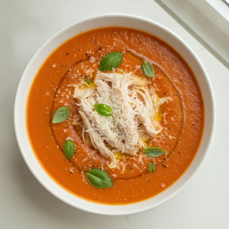 Roasted Tomato Basil Soup with Parmesan