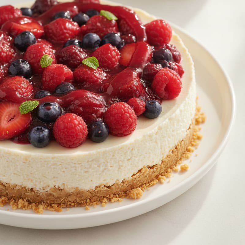Creamy Greek Yogurt Protein Cheesecake with Berry Compote