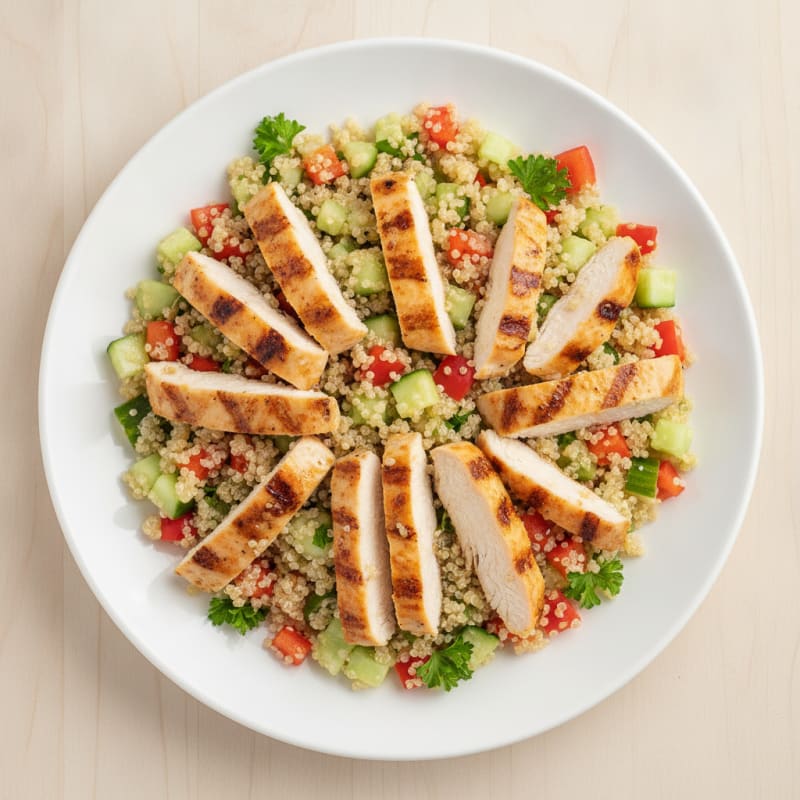 Grilled Chicken and Quinoa Salad with Crunchy Vegetables