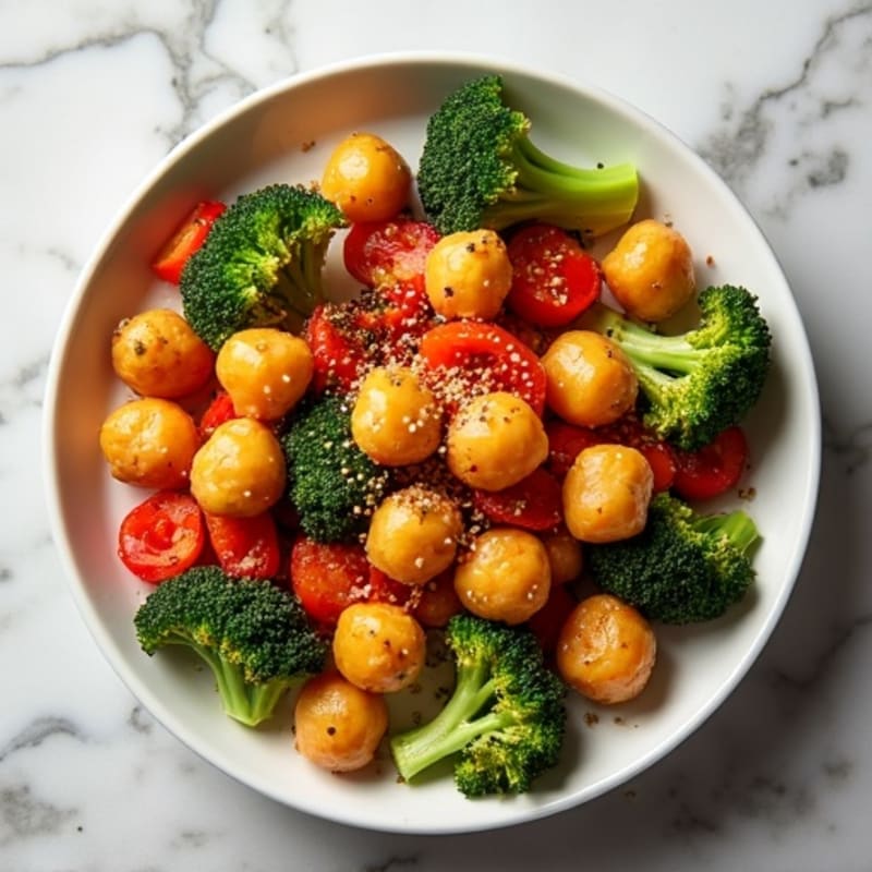 Crispy Roasted Chickpeas with Roasted Vegetables