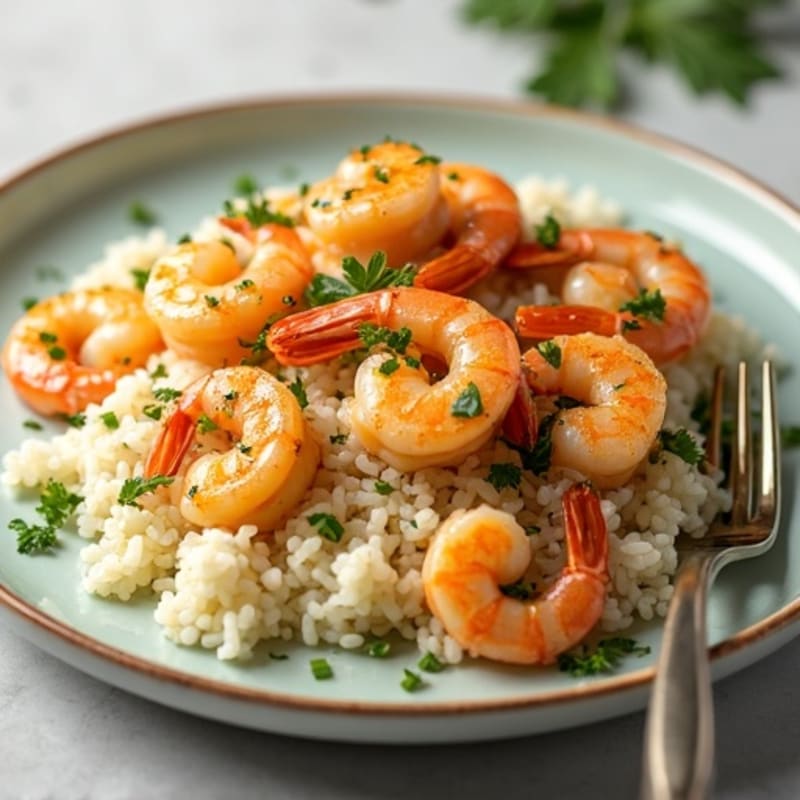 Pan-Seared Lemon Garlic Shrimp with Fluffy Herb Rice