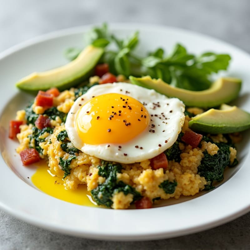 Egg White Scramble with Spinach and Turkey Bacon