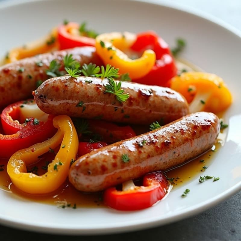 Sheet Pan Lean Sausage with Roasted Bell Peppers and Onions