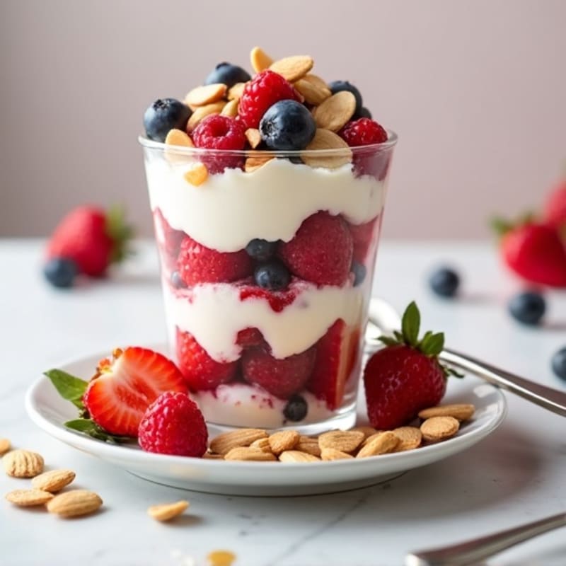 Cottage Cheese Berry Parfait with Almonds