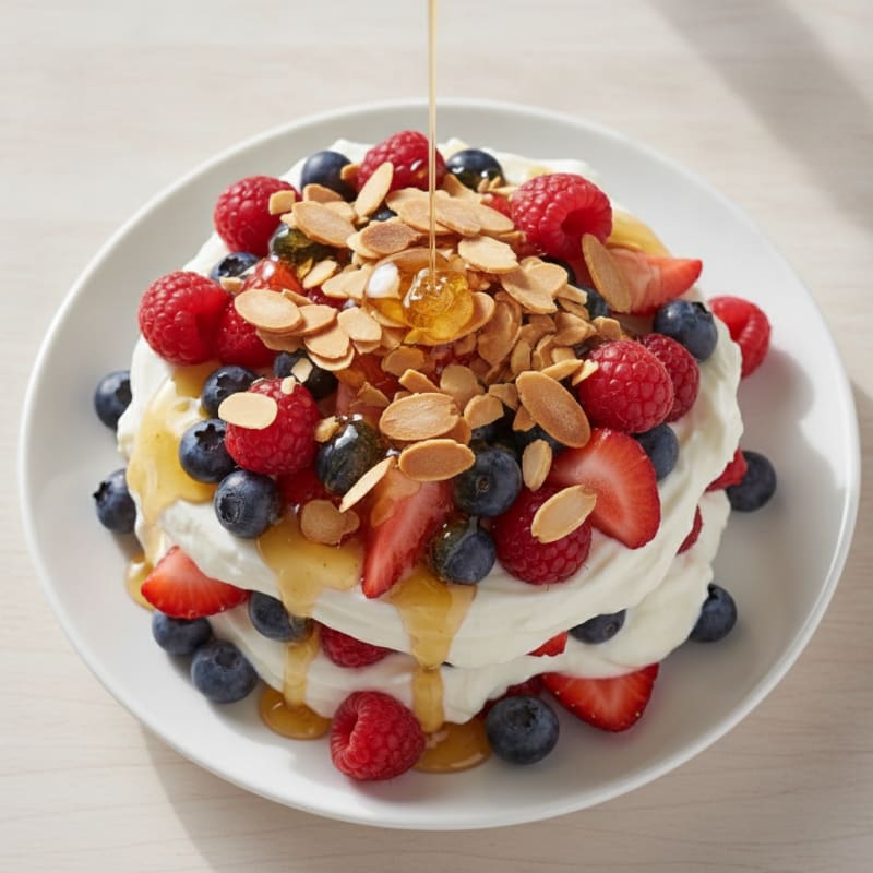 Greek Yogurt Protein Parfait with Mixed Berries and Almonds