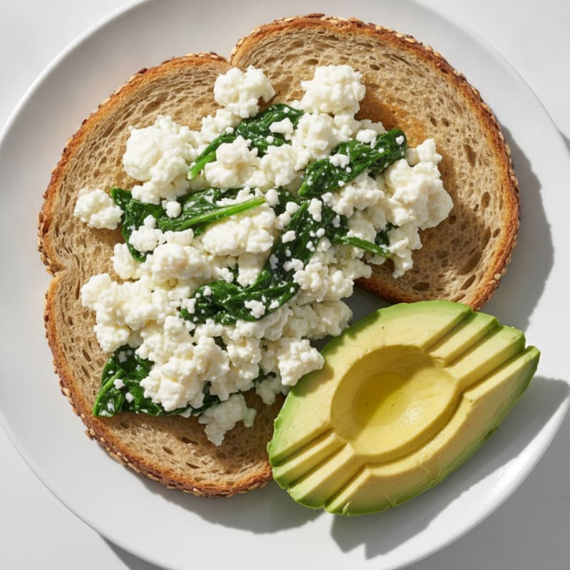 Egg White Scramble with Cottage Cheese and Spinach