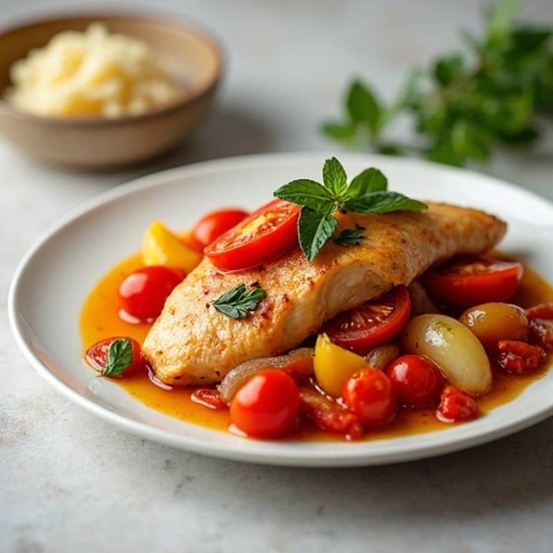 Braised Chicken with Bell Peppers and Tomatoes