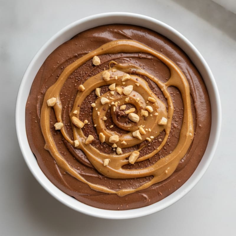 Silky Chocolate Protein Pudding with Peanut Butter Swirl