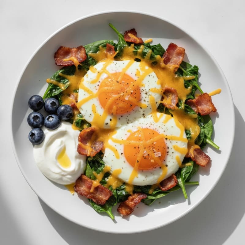 Baked Eggs with Spinach and Bacon