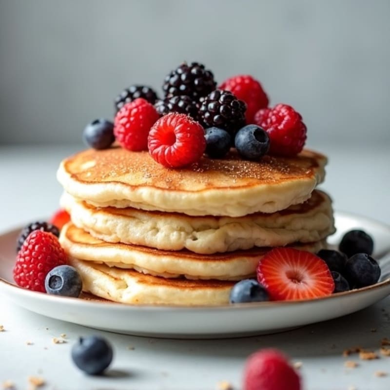 Fluffy Protein Pancakes with Fresh Berries