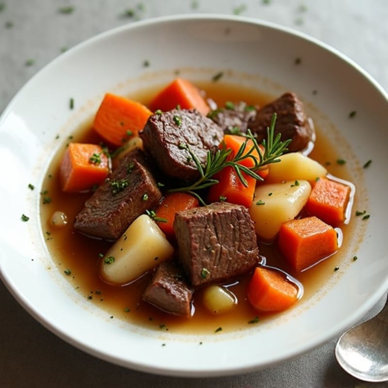 Herb-Braised Tender Beef Stew with Root Vegetables