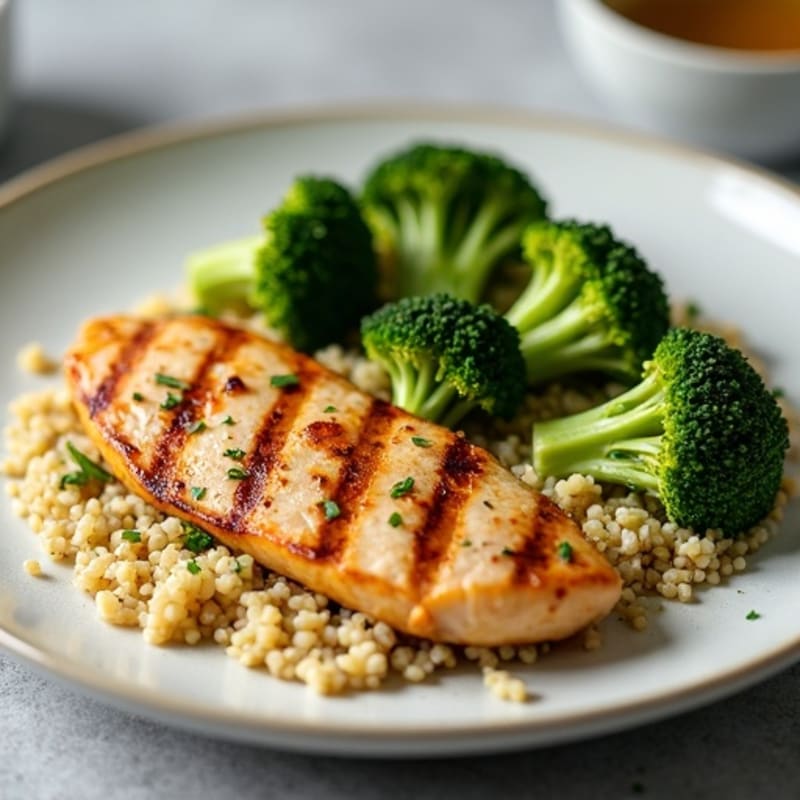 Grilled Chicken Breast with Quinoa and Steamed Broccoli