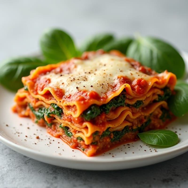 Hearty Baked Lasagna with Lean Ground Beef and Spinach