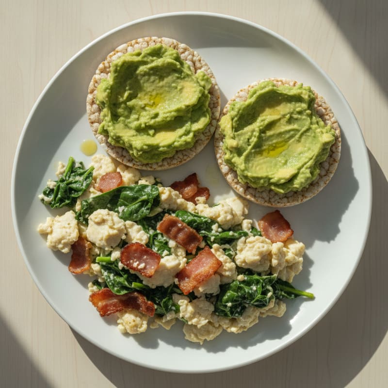 Egg White Scramble with Spinach and Turkey Bacon