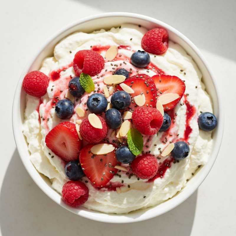 Greek Yogurt Protein Mousse with Mixed Berries