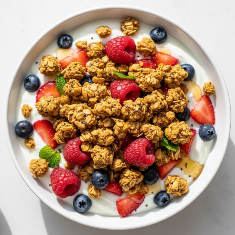 Creamy Greek Yogurt Parfait with Protein Granola and Berries