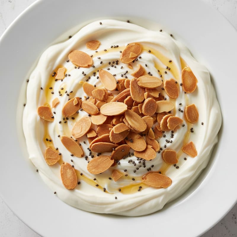 Creamy Vanilla Protein Yogurt with Sliced Almonds