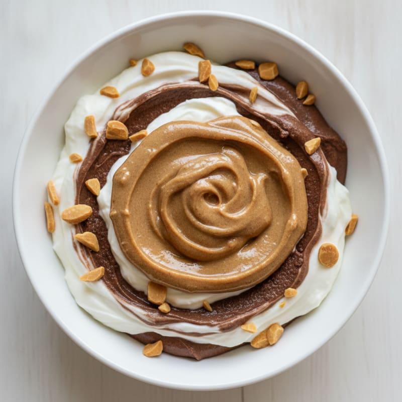 Creamy Greek Yogurt with Chocolate Protein and Almond Butter Swirl