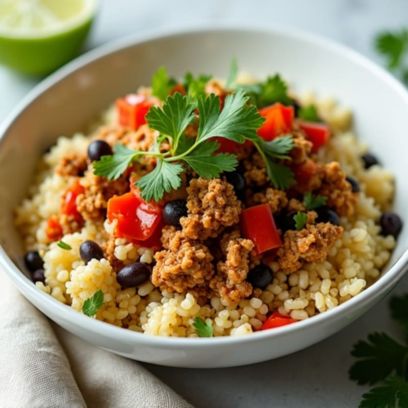 Lean Turkey Taco Bowl with Cilantro-Lime Cauliflower Rice