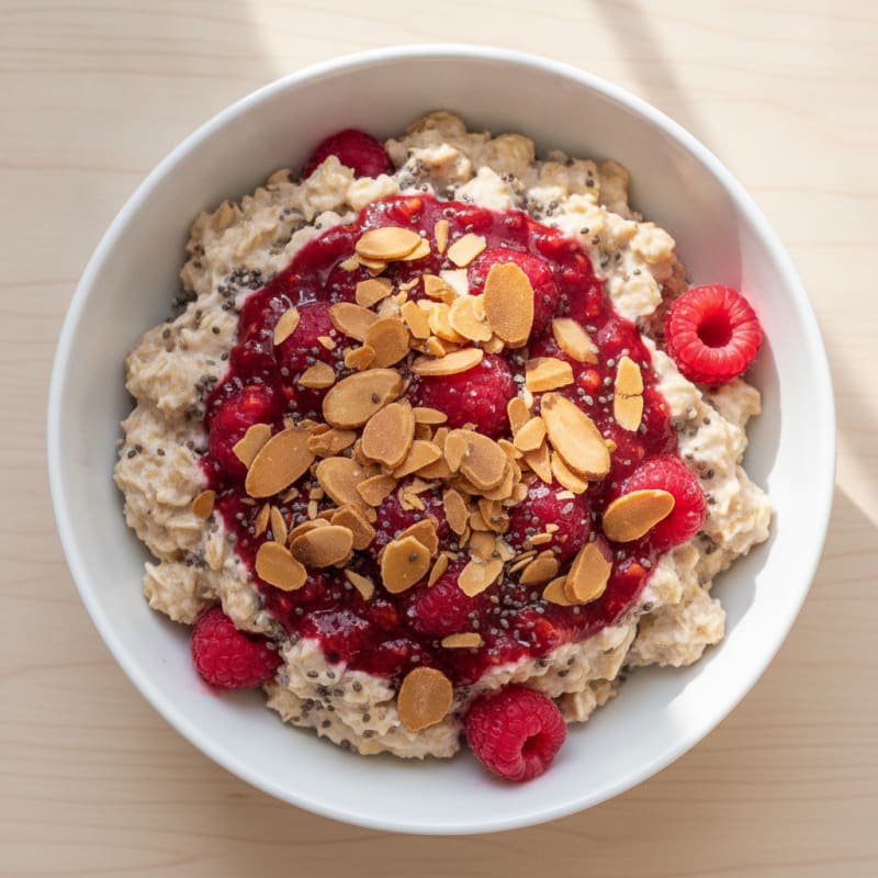 Raspberry Almond Chia Overnight Oats