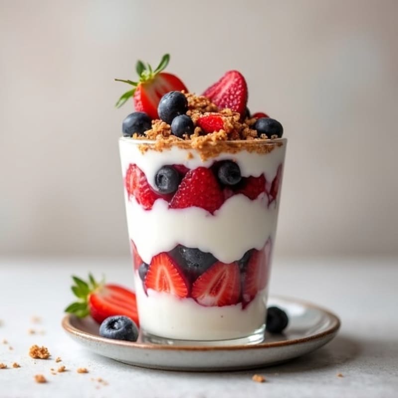 Greek Yogurt Protein Parfait with Mixed Berries and Almond Butter