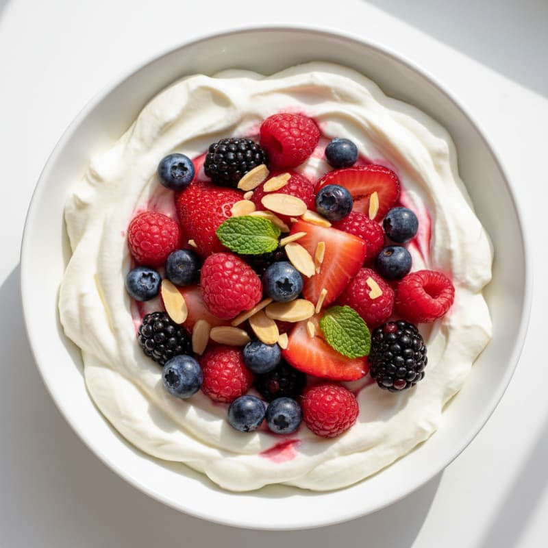 Silky Greek Yogurt Protein Mousse with Mixed Berries