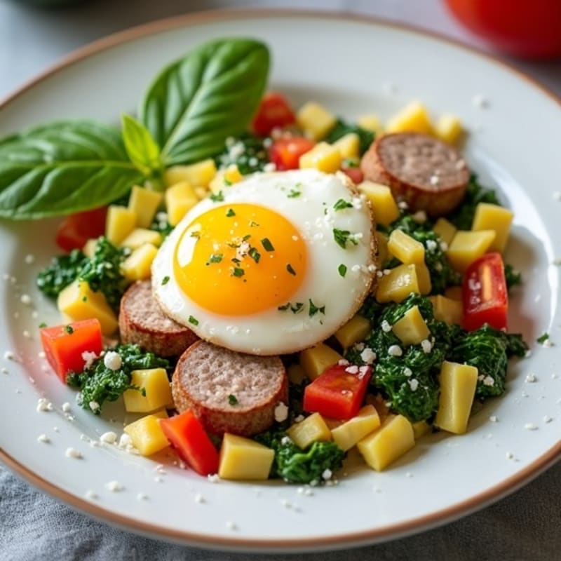 Egg White and Turkey Sausage Scramble with Spinach