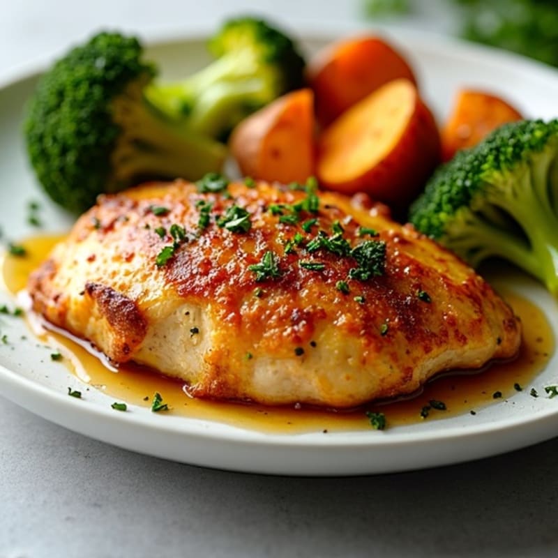 Crispy Lemon Herb Sheet Pan Chicken with Roasted Broccoli and Sweet Potatoes