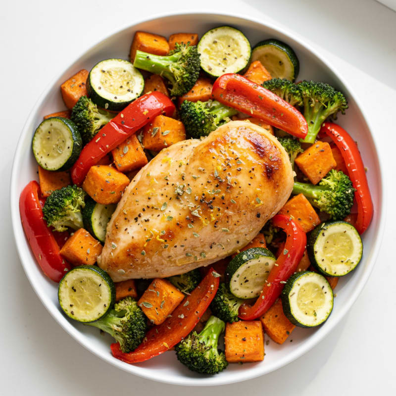 Golden Lemon Herb Roasted Chicken and Veggies