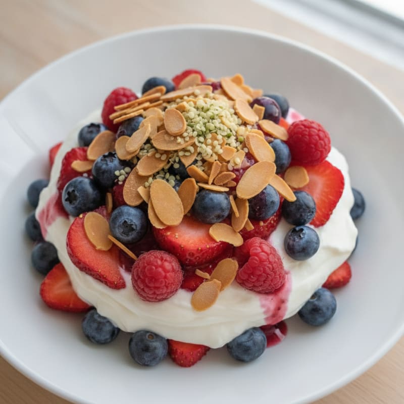 Vanilla Greek Yogurt Protein Parfait with Berries