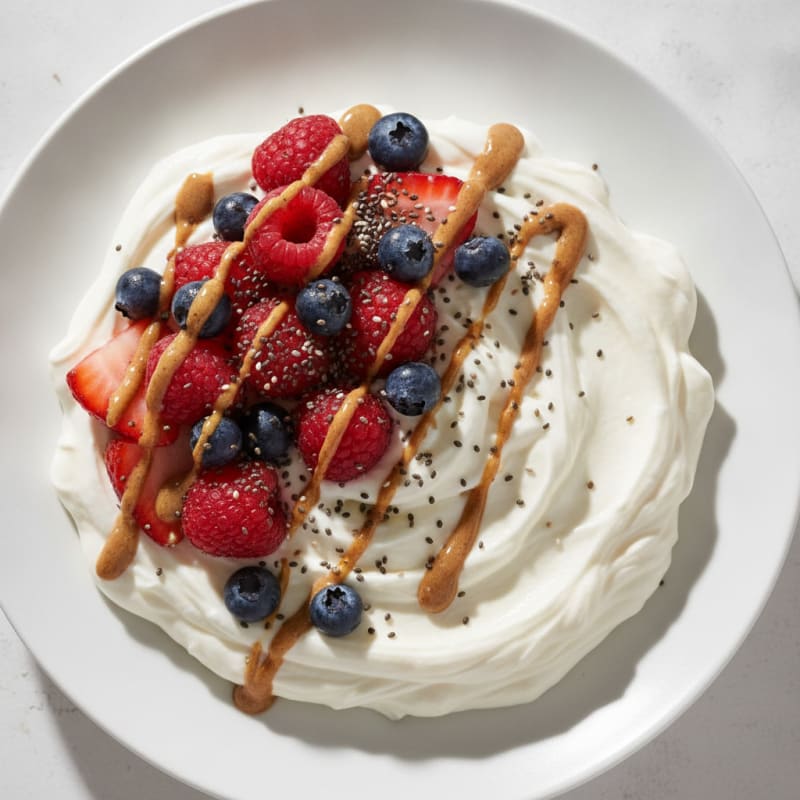 Silky Greek Yogurt Protein Pudding with Mixed Berries