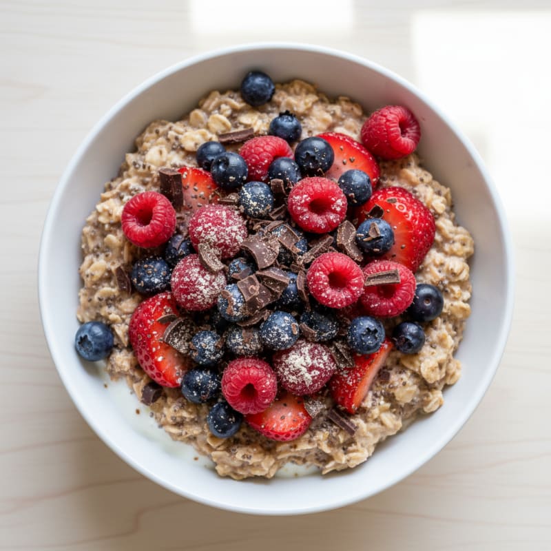 Creamy Overnight Oats with Greek Yogurt and Mixed Berries