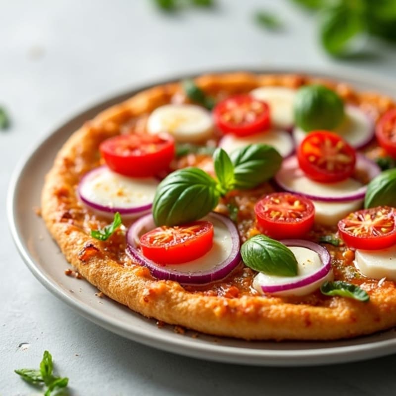 Crispy Cottage Cheese Pizza with Fresh Vegetables