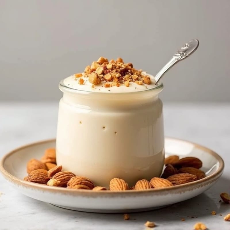 Creamy Vanilla Protein Pudding with Crunchy Toasted Almonds