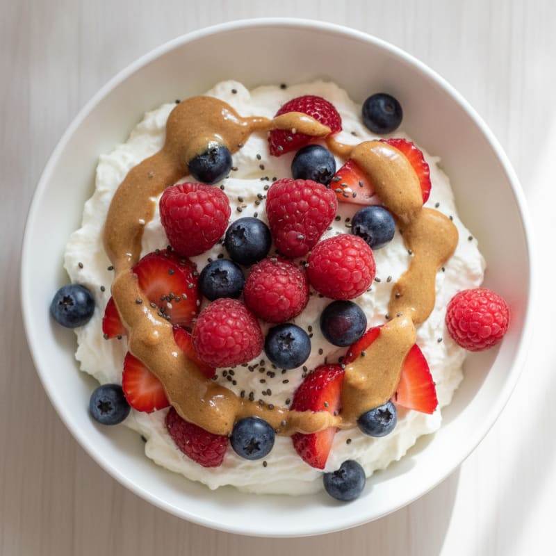 Creamy Greek Yogurt Protein Mousse with Mixed Berries