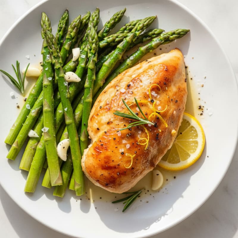 Lemon Herb Roasted Chicken with Asparagus